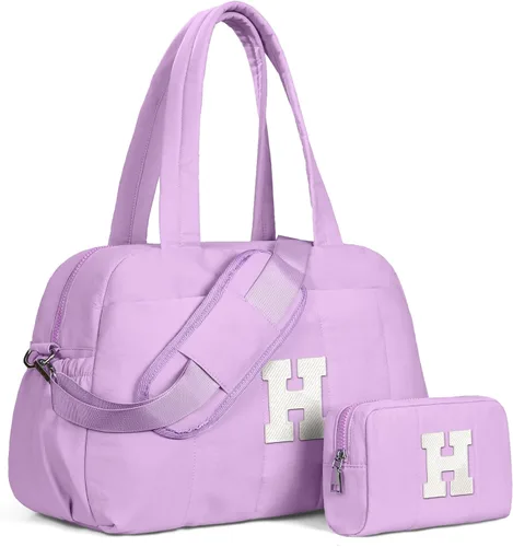 Vista 230 de Bolsa de lona Vogewood, bolsas personalizadas de fin de semana para mujer, bolsas de viaje con estuche de maquillaje, regalos de cumpleaños, Beige