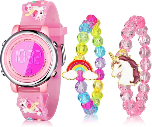 Reloj de unicornio para niños y pulsera de unicornio, reloj digital impermeable con alarma, cronómetro, unicornio, regalo de cumpleaños para niñas