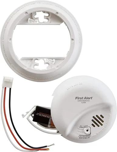 Vista 4 de First Alert BRK - Detector de monóxido de carbono, alarma cableada con batería de respaldo, CO5120BN, color blanco