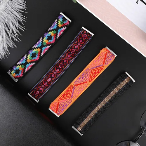 Vista 5 de TOYOUTHS Paquete de 2 bandas compatibles con Fitbit Versa 3 bandas de repuesto para Fitbit Sense, correa elástica de nailon, para mujeres y hombres