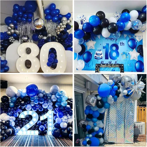 Vista 6 de Jobkoo Kit de Guirnalda de Arco de Globos de Videojuegos con Globos de Papel Metálico de Controlador de Juego Globos de Látex Azules Verdes Negros