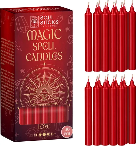 Vista 11 de SOUL STICKS Paquete de 20 velas cónicas Prosperity Magic Spell Chime - Ideal para altar, rituales, ceremonias, velas verdes de meditación sin