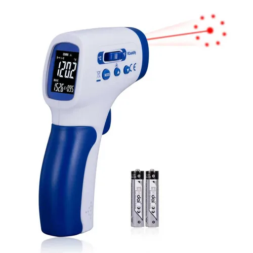 Ring Laser DS20: 1 termómetro infrarrojo pistola de temperatura con carne, pistola térmica con emisividad ajustable y alarma alta/baja, ± 1% de