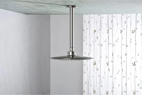 Vista 3 de Brazo de ducha de 8 pulgadas y brida de níquel cepillado, brazo de ducha montado en el techo para cabezal de ducha de lluvia