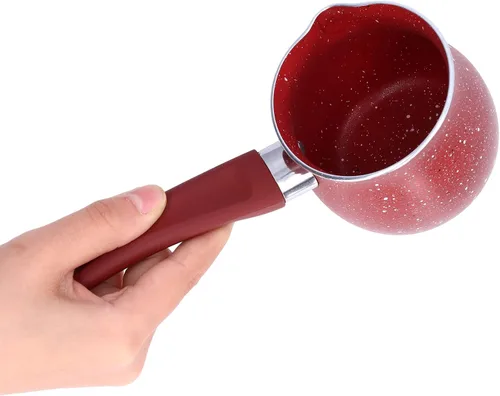 Vista 6 de Mini cacerola antiadherente para leche, calentador de mantequilla de 0.5 cuartos de galón con un solo mango, pequeña olla para hervir café