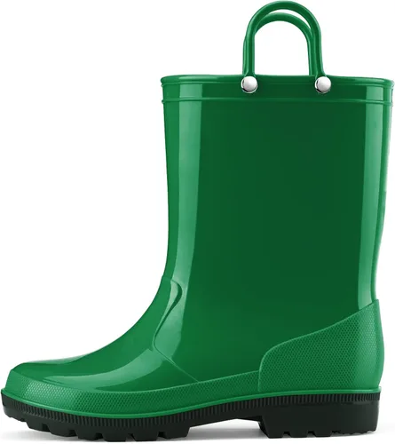HISEA Botas de lluvia para niños y niñas, zapatos de lluvia impermeables con asas fáciles de poner, ligeras, sin costuras, de PVC, para el agua, la