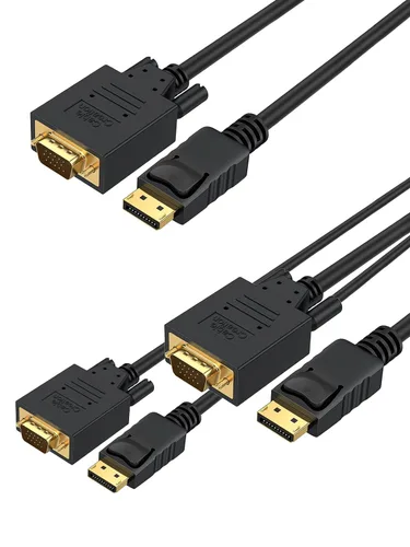Vista 9 de CableCreation Cable Displayport a VGA de 6 pies, adaptador Displayport a VGA chapado en oro de 1080P @60Hz, cable DP macho estándar a VGA macho