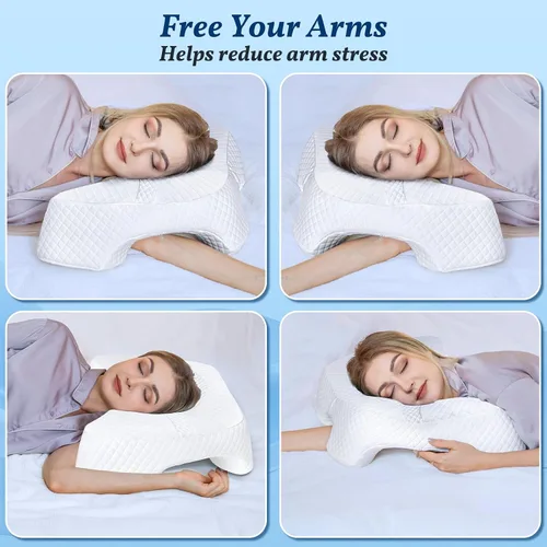 Vista 7 de Almohada para dormir de lado con agujero para el brazo, almohada de espuma viscoelástica para aliviar el dolor de cuello y hombros, almohada