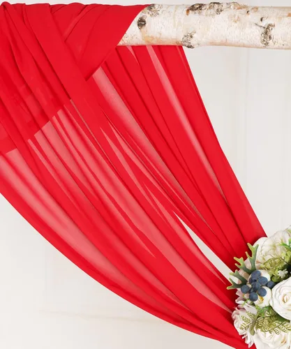 Vista 7 de SHERWAY 2 paneles de cortinas de tela de gasa para arco de boda, paneles de cortina de telón de fondo de fiesta, decoración de ceremonia y recepción