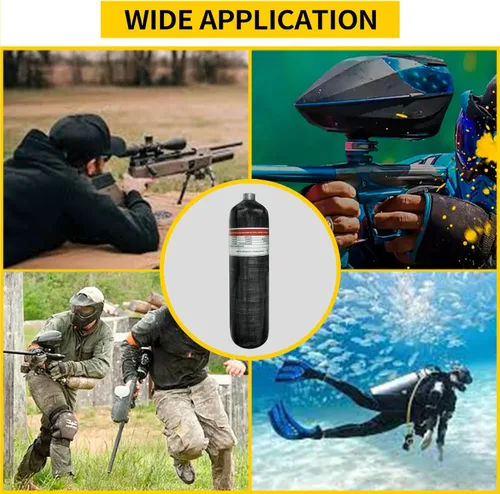 Vista 5 de TUXING 3L 4500psi Carbon Fiber Air Tank（Empty Bottle & Paintball Fill Station with Valve Regulator Gauge for PCP Game