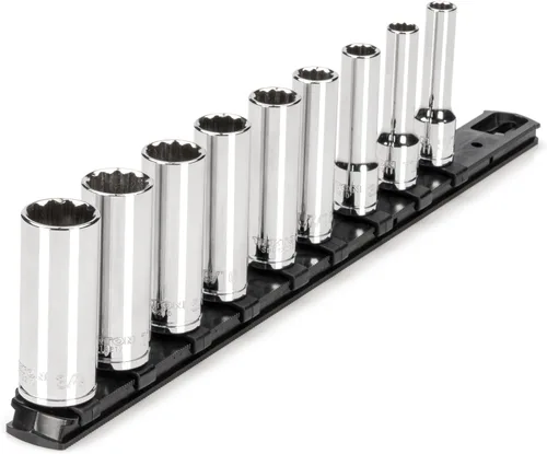 Vista 19 de TEKTON SHD91108 - Juego de llaves de vaso de 12 puntos de profundidad de 3/8 pulgadas con riel, 12 piezas (0.315 - 0.748 in)