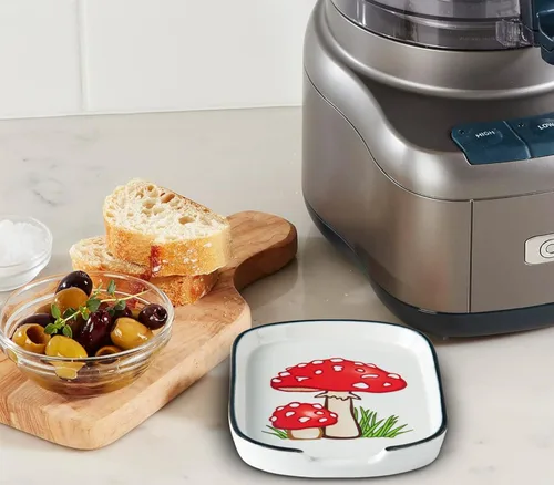 Vista 6 de Soporte de cuchara de cerámica para la parte superior de la estufa, soporte para cuchara grande, soporte para cuchara de hongos para encimera