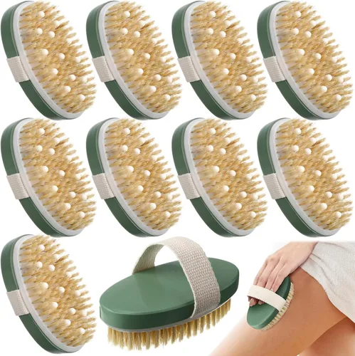 Vista 11 de Gejoy Cepillo corporal de cepillado en seco, 2 piezas, cepillo exfoliante con nódulo de masaje, limpiador corporal de piel seca para ducha, baño