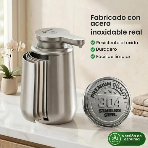 Vista 7 de GentleJet NovaJet - Dispensador automático de jabón espumoso con sensor sin contacto, USB-C recargable, acero inoxidable 304, IPX5 resistente al