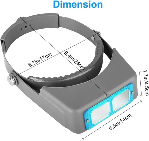 Vista 6 de SUNJOYCO Head Mount Magnifier, Headband Magnifying Glasses 1.5X 2.0X 2.5X 3.5X, Headband Magnifier with 4 Optical Glass Lenses, Jewelers Visor for