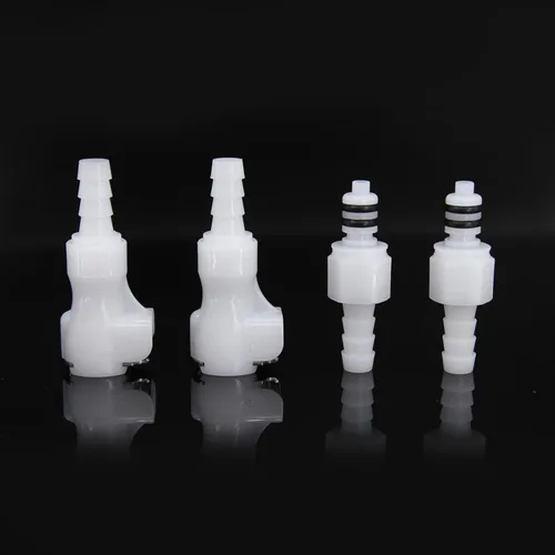 Vista 8 de 2Pcs 1/8" 3/16" 1/4" 1/8" Codo de 90 Grados de Tubo de Plástico Conector Rápido de Manguera en Línea Desconexión de Manguera Púas de Inserción
