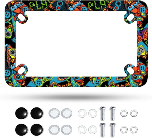 Vista 10 de Marco de placa de motocicleta Adventure Awaits - Marco de placa de acero inoxidable para senderismo de montaña, material de acero inoxidable