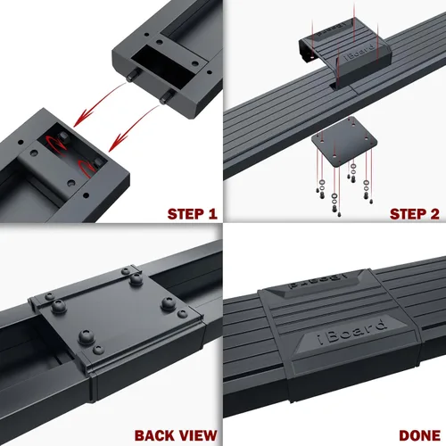 Vista 3 de HD Ridez Estribo de acero inoxidable con escalón lateral de 6 pulgadas, color negro, compatible con Ford Econoline 1999-2014 Van de tamaño completo