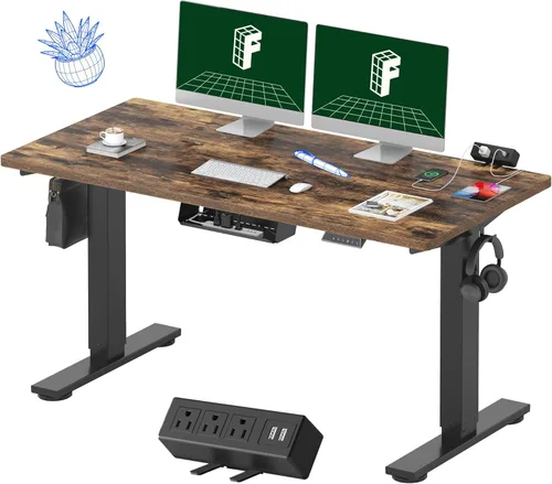 Vista 51 de FLEXISPOT EN2 Escritorio de pie de una pieza completa con regleta de alimentación de abrazadera, escritorio eléctrico de altura ajustable de 40 x 24