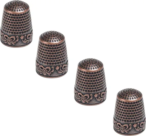 Vista 9 de AXEN Dedal de costura, protector de dedo de metal para costura, accesorios para herramientas de costura de bricolaje, cobre