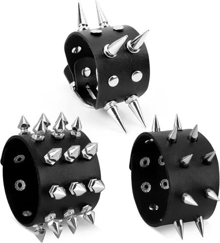 Vista 10 de Pulsera con tachuelas, Pulsera punk, Pulseras con pinchos, Pulseras emo, Pulseras góticas, Pulsera gótica, Brazalete con tachuelas