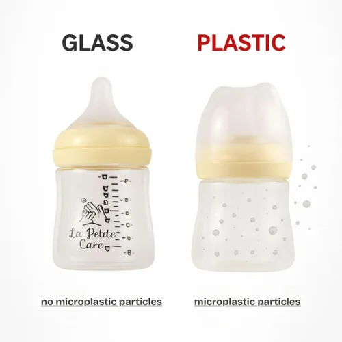 Vista 8 de Juego de 2 biberones de vidrio anticólicos de 3 onzas y 6 onzas, sin BPA, resistente al calor, con 3 pezones de silicona, caja de regalo de cuello