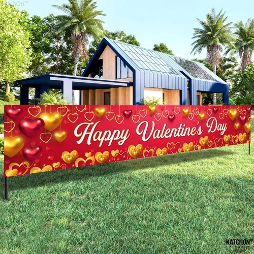 Vista 5 de KatchOn, Cartel de feliz día de San Valentín, extragrande, 120 x 20 pulgadas, pancarta de San Valentín, decoraciones para el día de San Valentín al