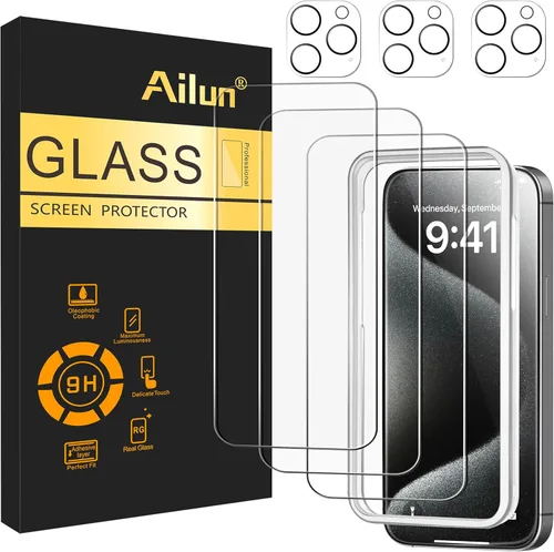 Vista 29 de Ailun Paquete de 2 protectores de pantalla compatibles con iPhone 11 [6.1 pulgadas] + 2 protectores de lente de cámara, película de vidrio templado