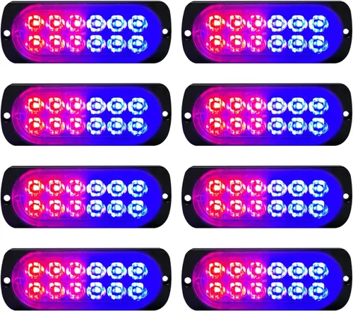 Vista 7 de DIBMS 8 luces LED estroboscópicas de emergencia, 12 LED ámbar blanco montaje en superficie de advertencia intermitente advertencia barra de luz