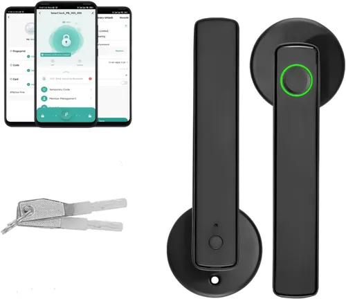 Cerradura de puerta inteligente de huellas dactilares para dormitorio, perilla biométrica 3 en 1 con huella digital, llave y aplicación, cerradura