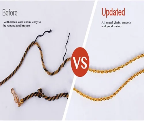 Vista 5 de Telescopio binocular de 3 × 25, mango plegable, compacto y ligero con cadena, gafas de ópera con mango para mujeres y niños (dorado)