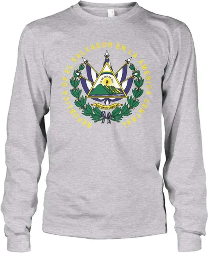 Vista 5 de Cybertela Camiseta de manga larga con escudo de armas de El Salvador para hombre Negro