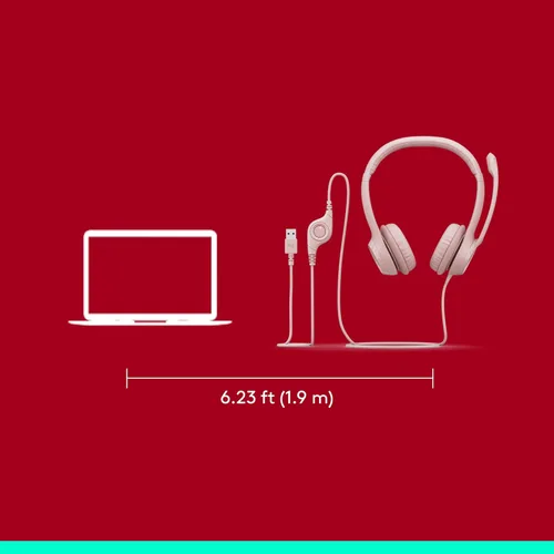 Vista 10 de Auriculares Logitech H390 para juegos, auriculares con cable y micrófono, auriculares USB con micrófono para PC, micrófono con cancelación de ruido