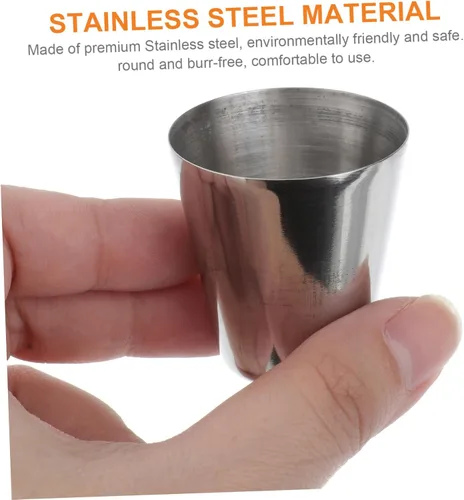 Vista 8 de Operitacx 4 vasos de vino portátiles para whisky, vasos de chupito de acero inoxidable, vasos de acero apilables con estuche, vasos para beber, vaso