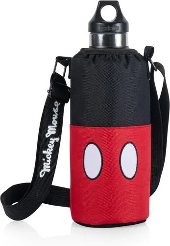 Vista 7 de Picnic TIME Disney Mickey Mouse Shorts Shorts Bottle Cooler, Water Bottle Holder, Insulated Water Bottle Cooler Bag, (Black with Red Pattern)