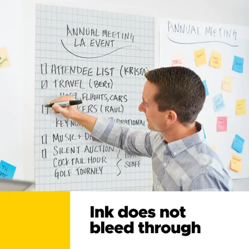 Vista 4 de Post-it Almohadilla de caballete súper pegajosa de 25 x 30 pulgadas, 30 hojasbloc, 2 blocs (560), cuadrícula blanca grande, papel autoadhesivo