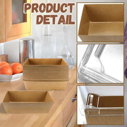 Vista 3 de Paquete de 20 cajas de embutidos de papel marrón de 8 x 6 pulgadas con tapas, recipientes desechables para alimentos para llevar, cajas de panadería