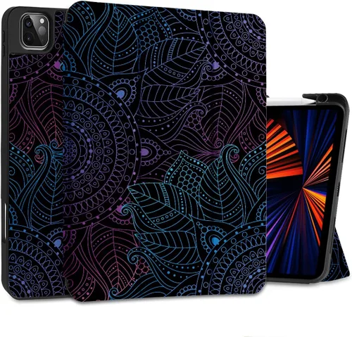 Vista 11 de DONGKE Funda para iPad Pro de 12.9 pulgadas 6ª generación 2022, soporte para lápiz integrado + soporte triple + encendido automático/apagado + funda