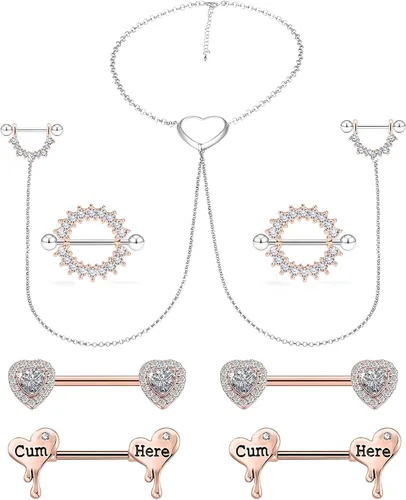 Cisyozi Anillos para pezón de 14G, joyería para piercing de pezón, de acero inoxidable, anillo de lengua para pezones, joyería para mujer, 0.551in,