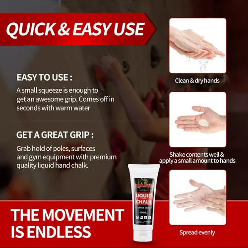 Vista 4 de Liquid Chalk, Sports Chalk, Hand Grip Chalk,Weightlifting Chalk,Gym Chalk,Work Out Chalk for Cross Training, Powerlifting,Pole Dance