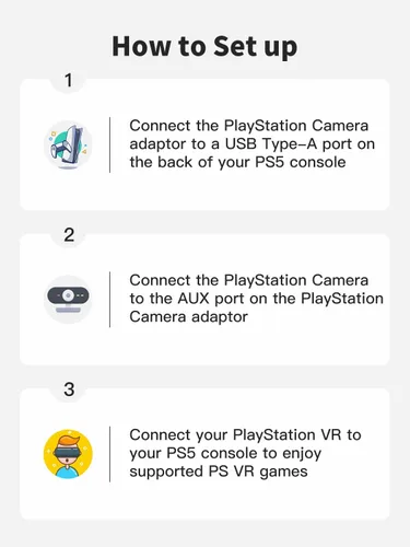 Vista 6 de MOSAHOLL Adaptador de cámara PS4 para consola PS5, PS VR compatible con PS4, accesorio convertidor PS VR