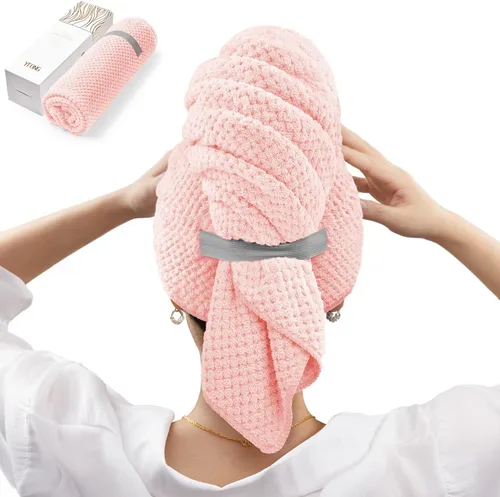 Vista 10 de YFONG Toalla Envolvente Grande para Cabello para Mujeres, Toalla de Cabello de Microfibra Súper Absorbente para Cabello Rizado, Turbantes de Cabello
