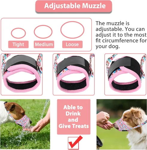 Vista 5 de LUCKYPAW Bozal para perro, bozales suaves para perros pequeños, medianos y grandes, cubierta de boca transpirable para dejar de morder y masticar
