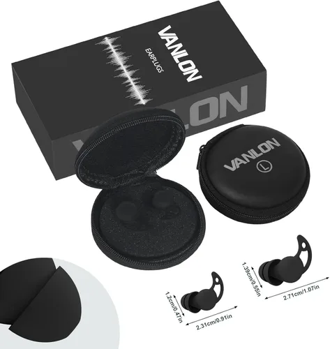 Vista 6 de Tapones para los oídos para dormir con cancelación de ruido, tapones reutilizables para reducir el ruido, 2 pares de tapones de silicona de ajuste