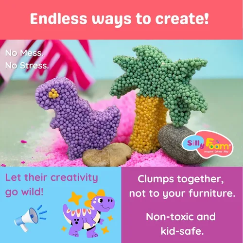 Vista 4 de Espuma Tonta, Cuentas de Espuma de Modelado Creativo, Paquete de 2 de 6 Primarios + 6 Bloques Pastel Neón, Sin Slime Sin Desorden, Perfecto