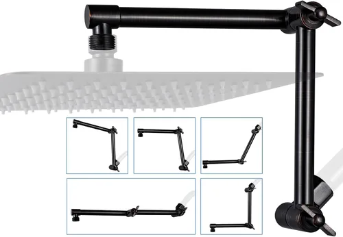 Vista 13 de G-Promise Brazo de Extensión para Cabezal de Ducha de 13 Pulgadas, Extensor de Latón Macizo Ajustable en Altura y Ángulo, Eleva o Baja la Ducha