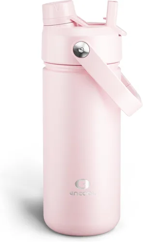 Vista 94 de Botella de agua aislada con popote para niños, botella de agua de acero inoxidable de 12 onzas con boquilla doble, a prueba de fugas, sin BPA, al