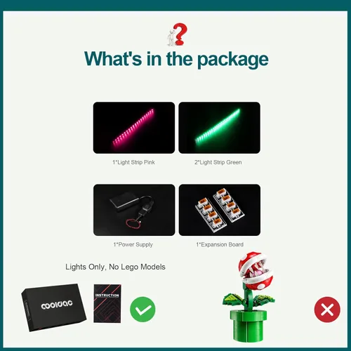 Vista 8 de cooldac Kit de luz para planta Lego Super Mario Piranha, iluminación LED compatible con Lego 71426 Piranha Plant