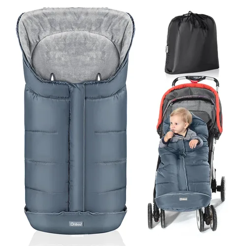 Vista 9 de Orzbow Saco para cochecito, resistente a la intemperie, anti-patadas, saco de dormir universal para niños pequeños, extraíble cálido forro polar