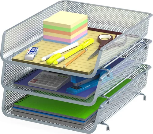 Vista 5 de Simple Houseware - Organizador de escritorio apilable para documentos y cartas, 3 paquetes, color negro
